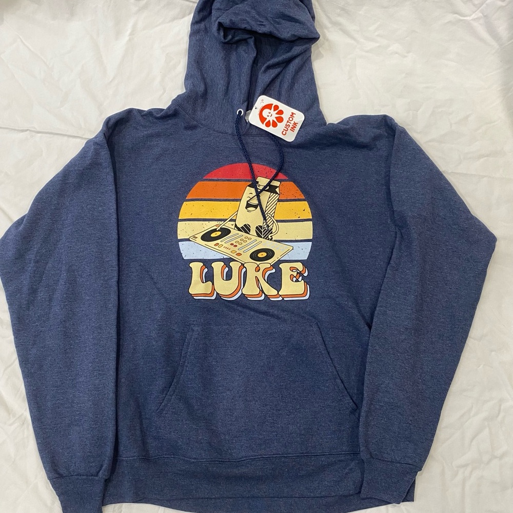 NWT Custom Ink Hoodie Luke DJ men’s size medium